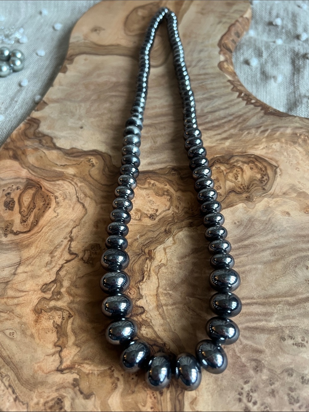 Faux Hematite Beaded Necklace Simple Elegance